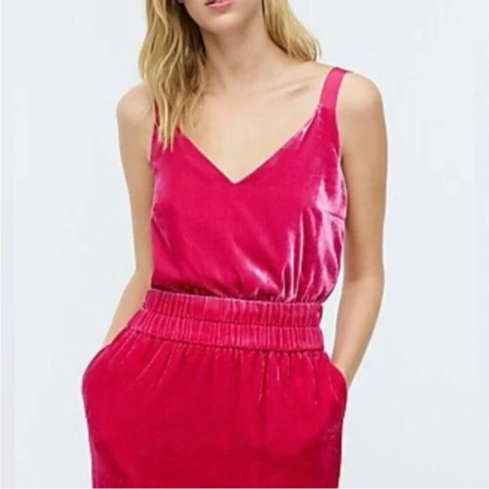 NWT J Crew Velvet Top in Bright Berry